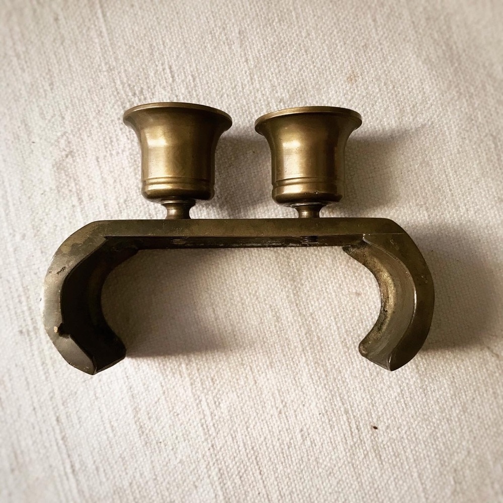 Vintage Brass Double Taper Candlestick Holder